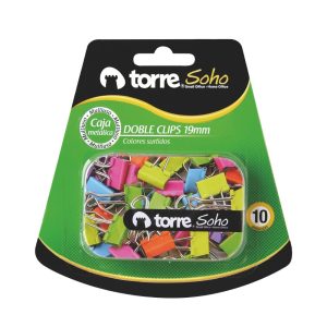 Caja Doble Clip 19mm Negro 10 Uds Torre