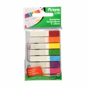 Banderitas Destacadoras de Texto 8 Colores Semi Transparente 160 Ud Torre