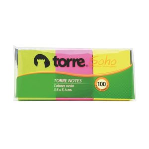 Notas Adhesivas Neón 3 Colores 5.1x3.8cm 100 Hj Torre