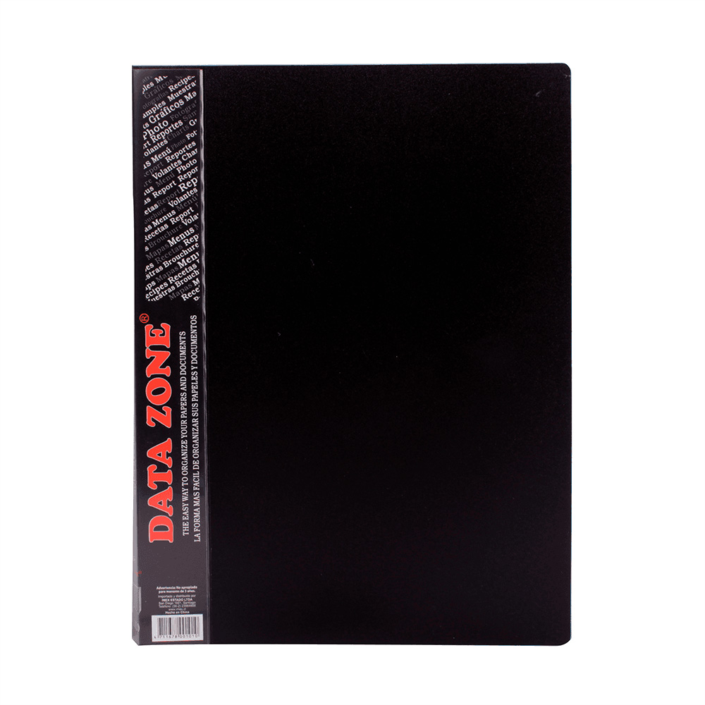 Carpeta A4 Negro con 20 Fundas Data Zone