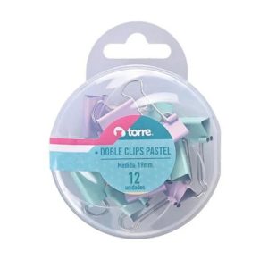 Caja Doble Clip 19mm Pastel 12 Uds Torre