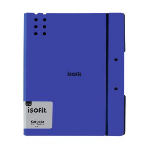 Carpeta con Elástico A4 Tapa Dura con Apretador Azul Isofit