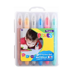 Crayones Gel 3 En 1 Metálicos Pekes Torre 6uds