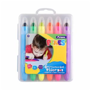 Crayones Gel 3 En 1 Flúor Pekes 6 uds Torre