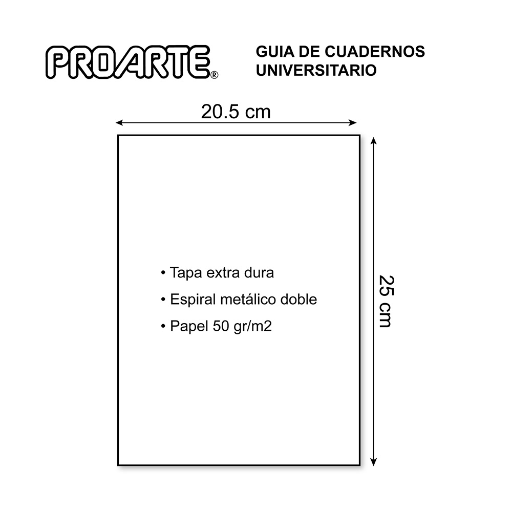 Cuaderno Universitario Tapa Dura Liso 100hj Raya Ancha Proarte - Imagen 2