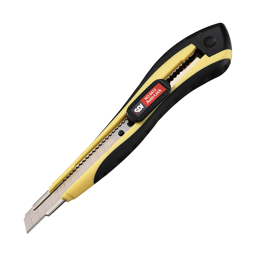 Cuchillo Cartonero Bloqueo Automático Goma 3 Hojas 9mm SDI