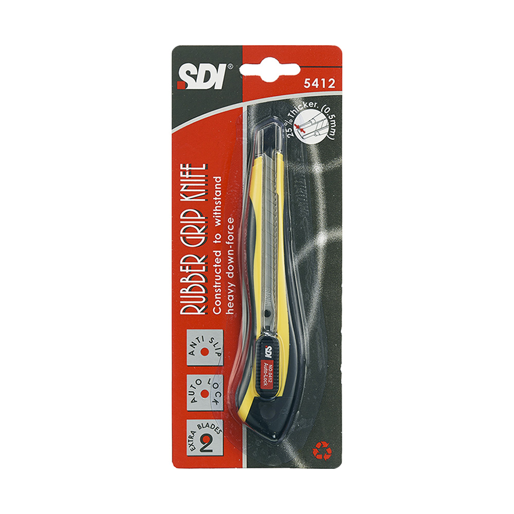 Cuchillo Cartonero Bloqueo Automático Goma 3 Hojas 9mm SDI - Imagen 2