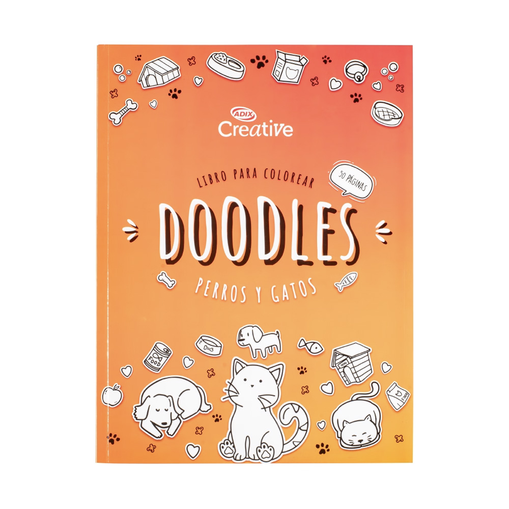 Libro para Colorear Doodles Perro y Gatos 50 Diseños Creative