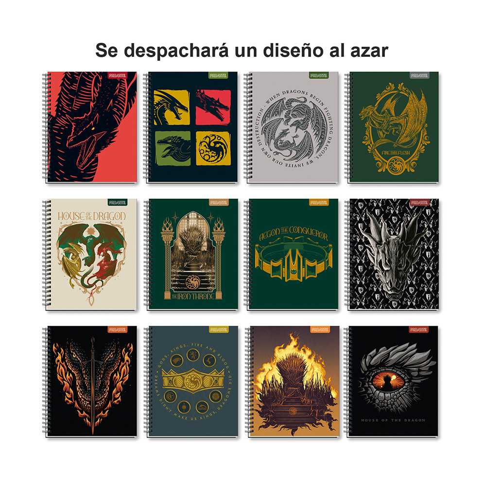 Cuaderno Universitario House of Dragons 100hj Cuadros 7mm Surtido Proarte - Imagen 10