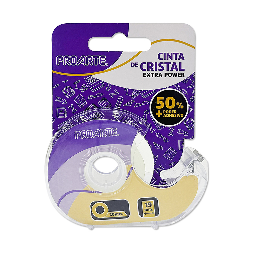 Cinta Cristal con Dispensador Extra Poder 19mm x 20mt Proarte