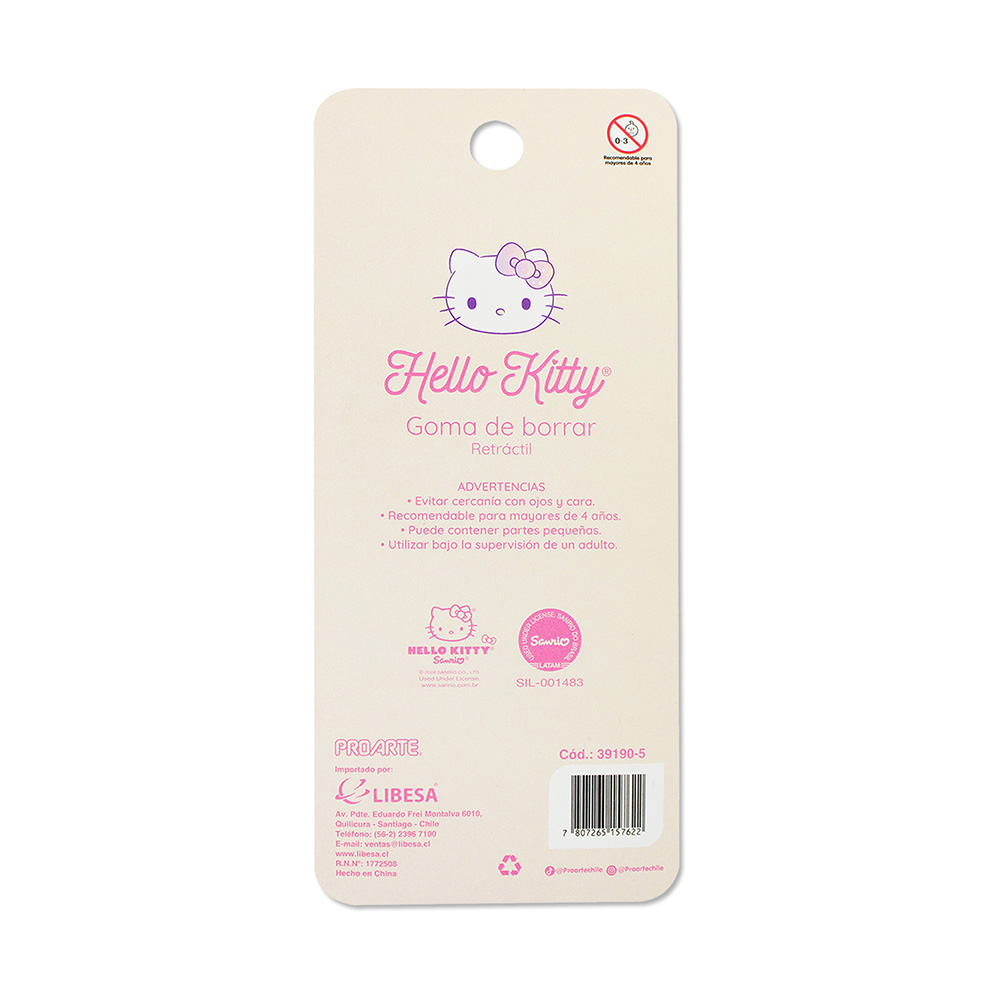 Set Goma de Borrar Retráctil Hello Kitty c/Repuesto Proarte - Imagen 2
