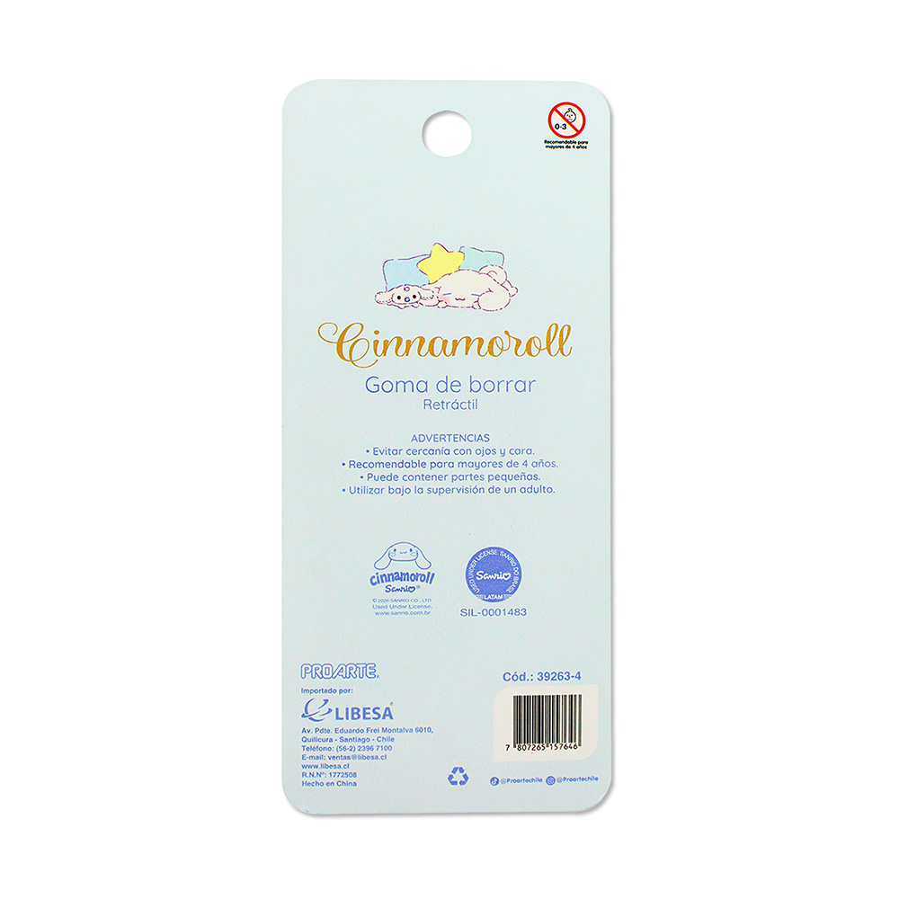 Set Goma de Borrar Retráctil Cinnamoroll c/Repuesto Proarte - Imagen 2