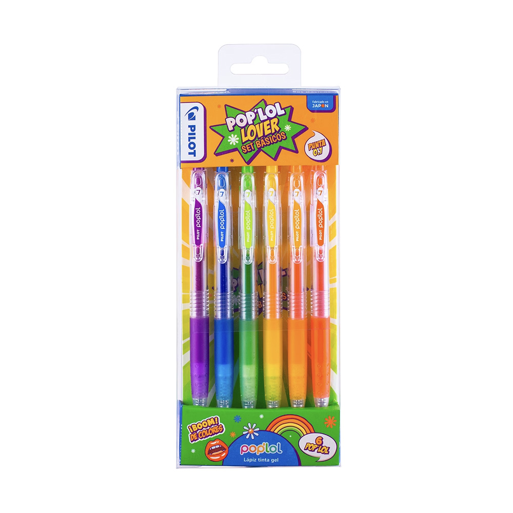 Set Lápices Gel Pop´lol Básicos 6 un. 0.7mm Pilot