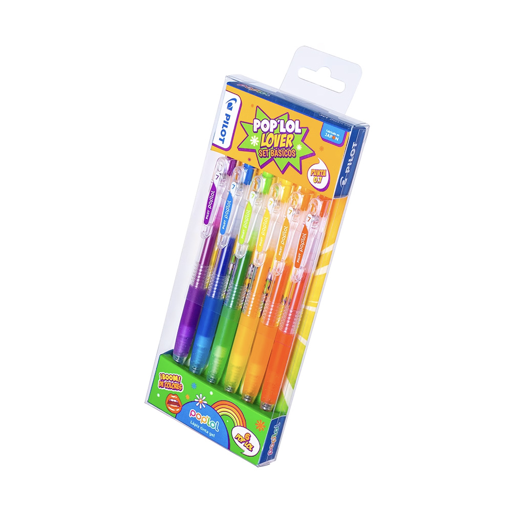 Set Lápices Gel Pop´lol Básicos 6 un. 0.7mm Pilot - Imagen 2