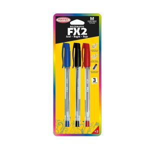 Set 3 Bolígrafos FX2 1.0mm (azul-rojo-negro) Artel