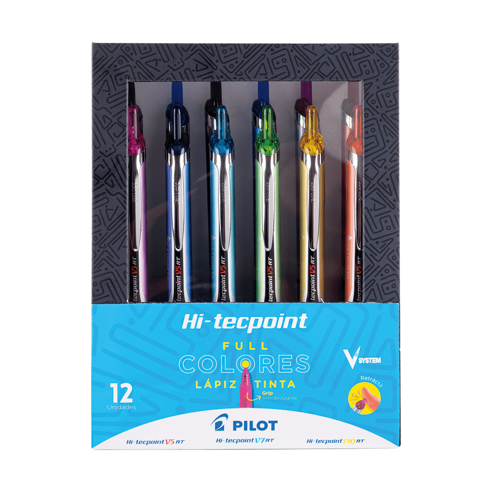 Set Lápices Tinta HI-Tecpoint Grip V5 Retráctil 12 un. Pilot