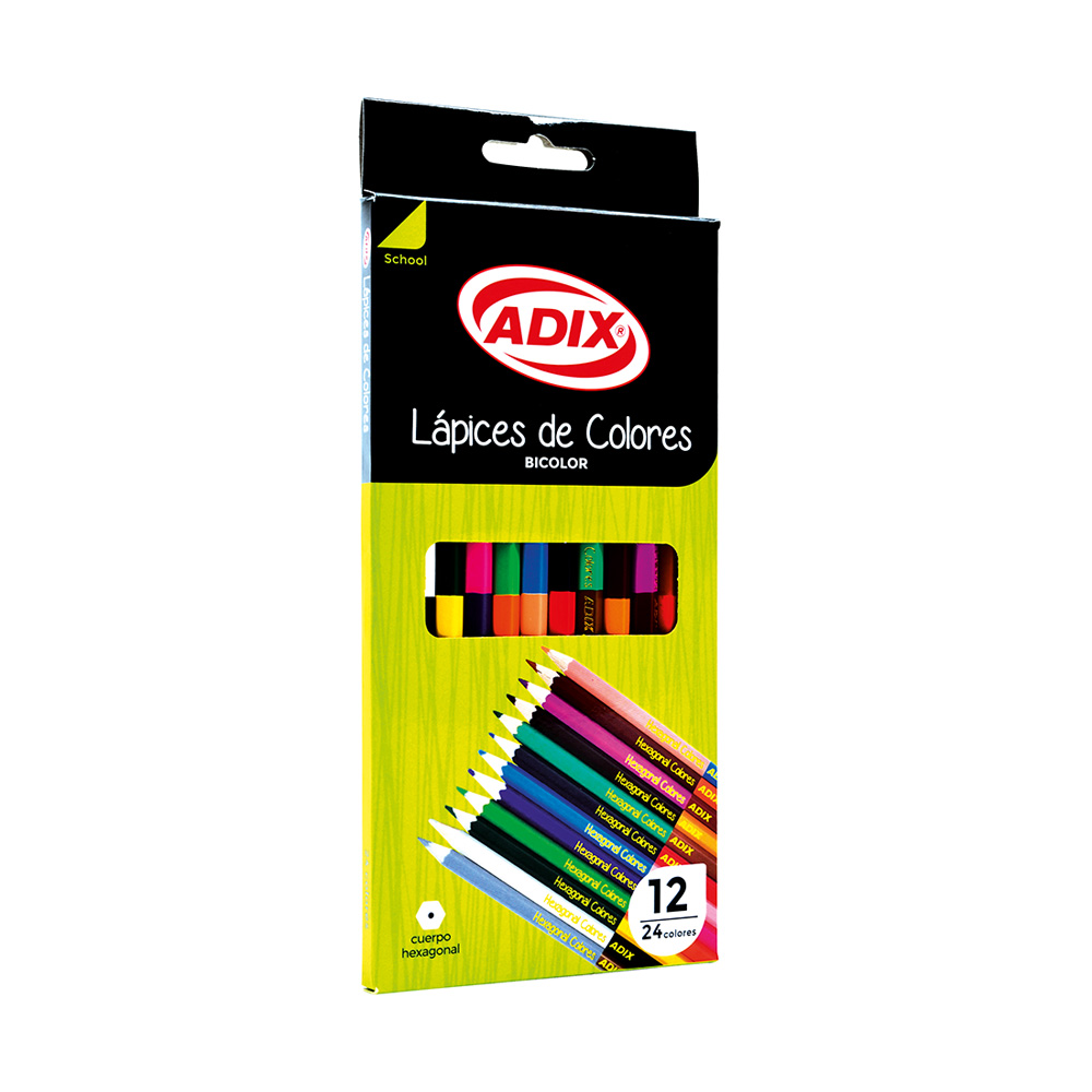 Lápiz Bicolor 12 un. 24 Colores Adix - Imagen 4