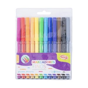 Set 12 Marcadores Finos Colores Adix