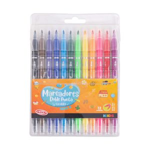 Brush Pen/Punta Fina 12 Colores Kids Adix