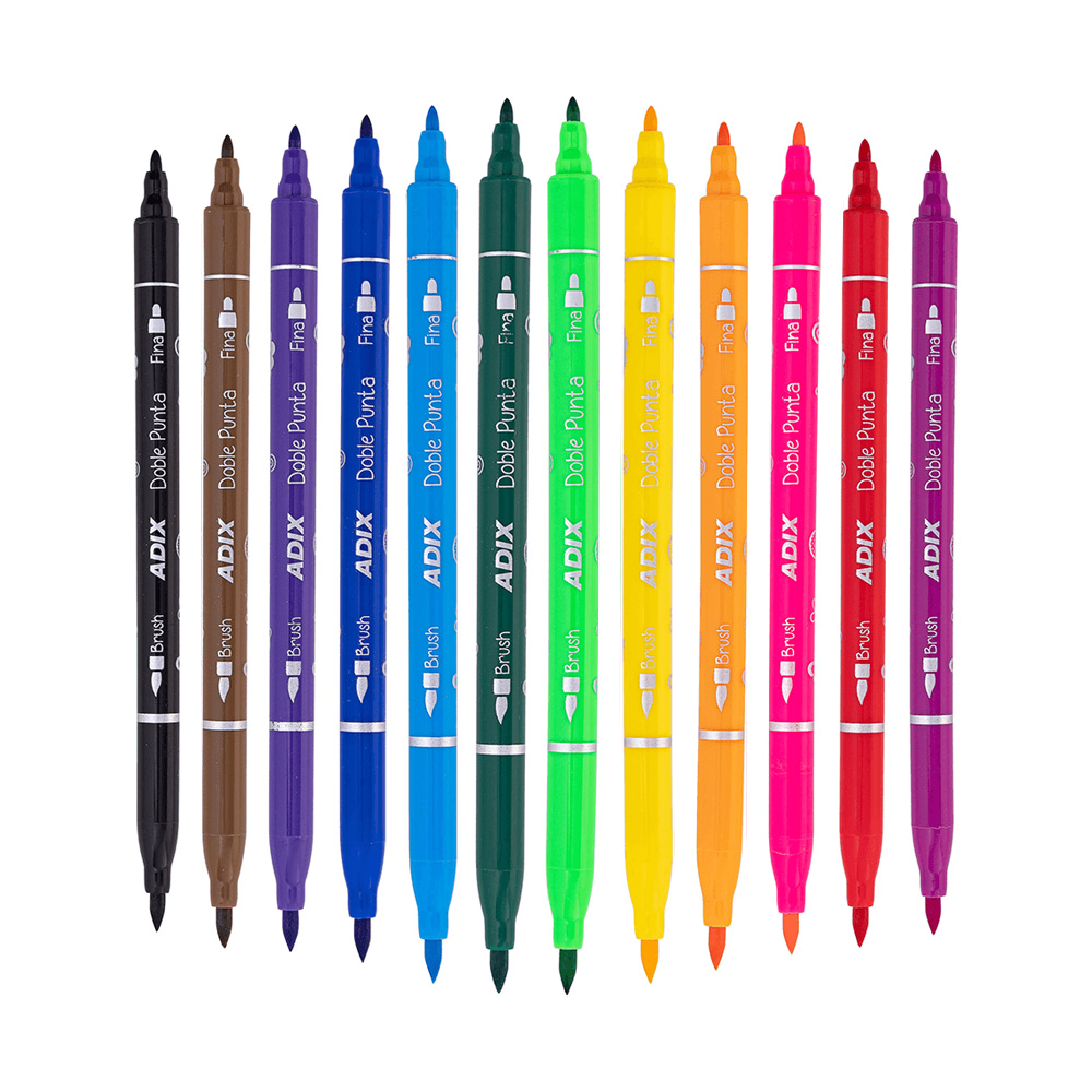 Brush Pen/Punta Fina 12 Colores Kids Adix - Imagen 2