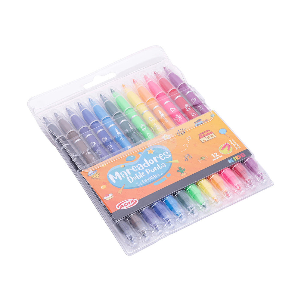 Brush Pen/Punta Fina 12 Colores Kids Adix - Imagen 4