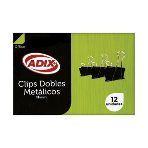 Clip Doble Negro 19 mm 12 unidades Adix