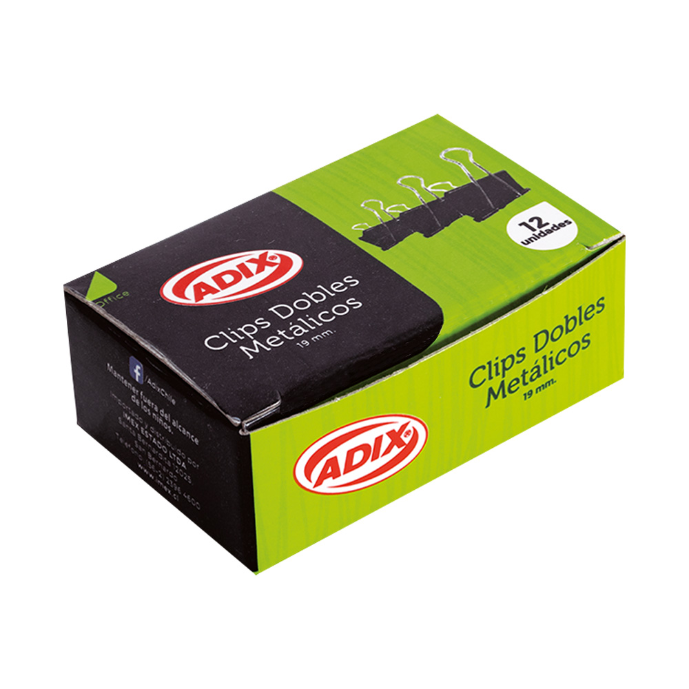 Clip Doble Negro 19 mm 12 unidades Adix - Imagen 3