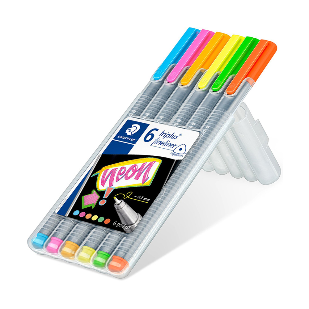 Plumón 334-SB Fineliner 0.3 6 Colores Neón Staedtler - Imagen 2