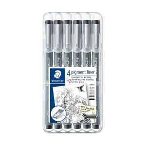 Plumón Tiralíneas 308 4 Unidades Negro + 2 GRT Staedtler