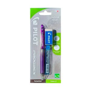 Lápiz Mecánico Progrex Violeta + minas 0.7mm + Goma de Borrar Pilot