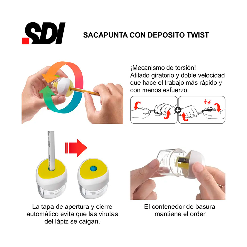 Sacapuntas Twist con Depósito 8mm Surtido Sdi - Imagen 5