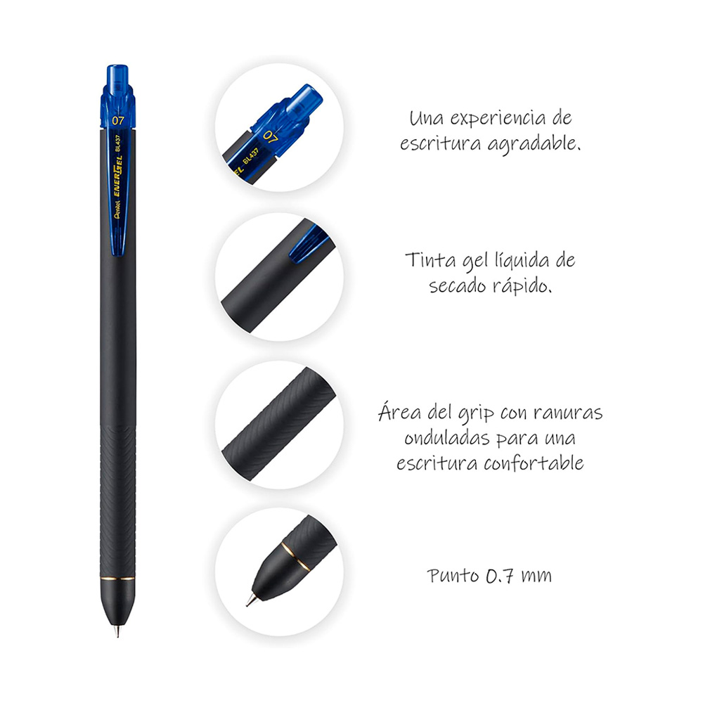 Bolígrafo Gel Retráctil Kuro 0.7mm Pentel - Imagen 3